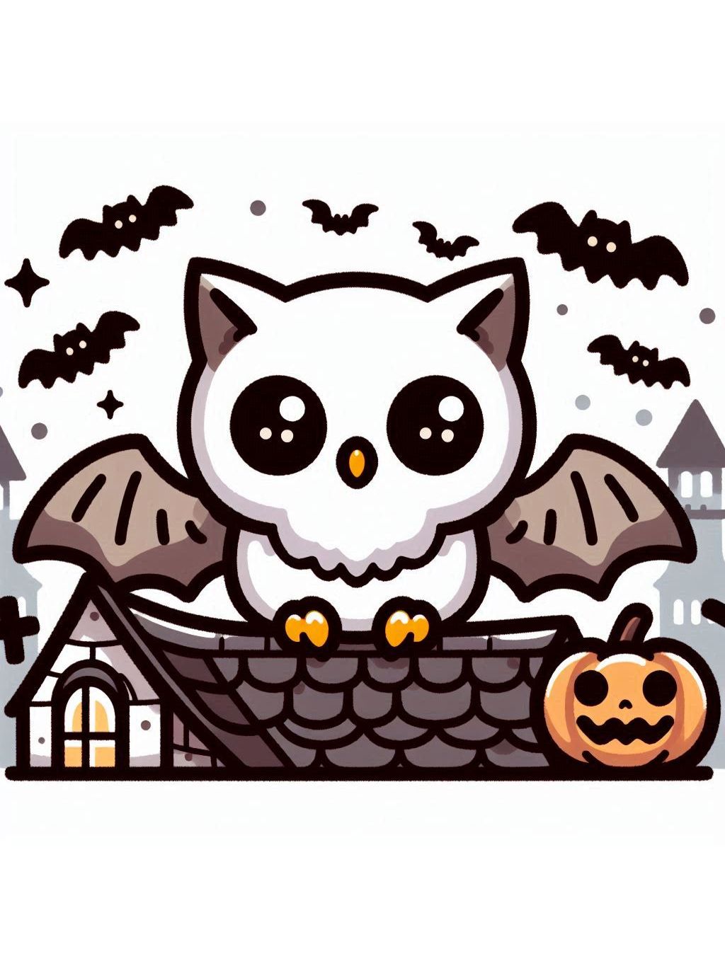 halloween cute animals drawings, Halloween Night with Cute Creatures